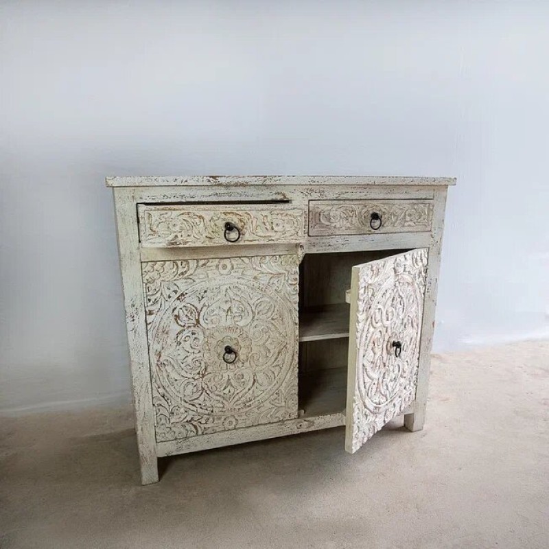 White-Washed Carved Buffet